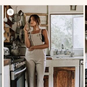 Kepola Design House 100% Linen Overalls in RUST TERRACOTTA sz S